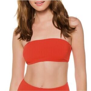 Vitamin A Mila Bandeau Ribbed Red Bikini Top